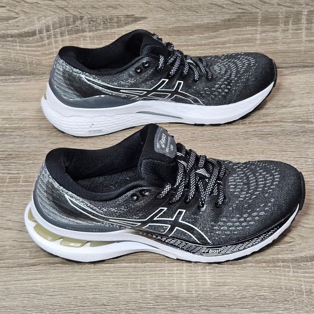 Asics Gel-Kayano 28 Womens 6.5 Narrow Black White Running Shoes 1012B048